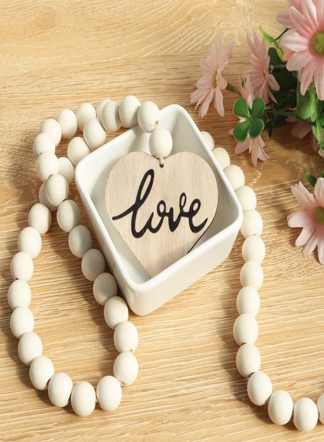 Meplait Love Wooden Bead Garland with Tassel, Decorative Beads Home Decor Farmhouse Tassel Garland Boho Decor for Tiered Tray（38in） - Image 4